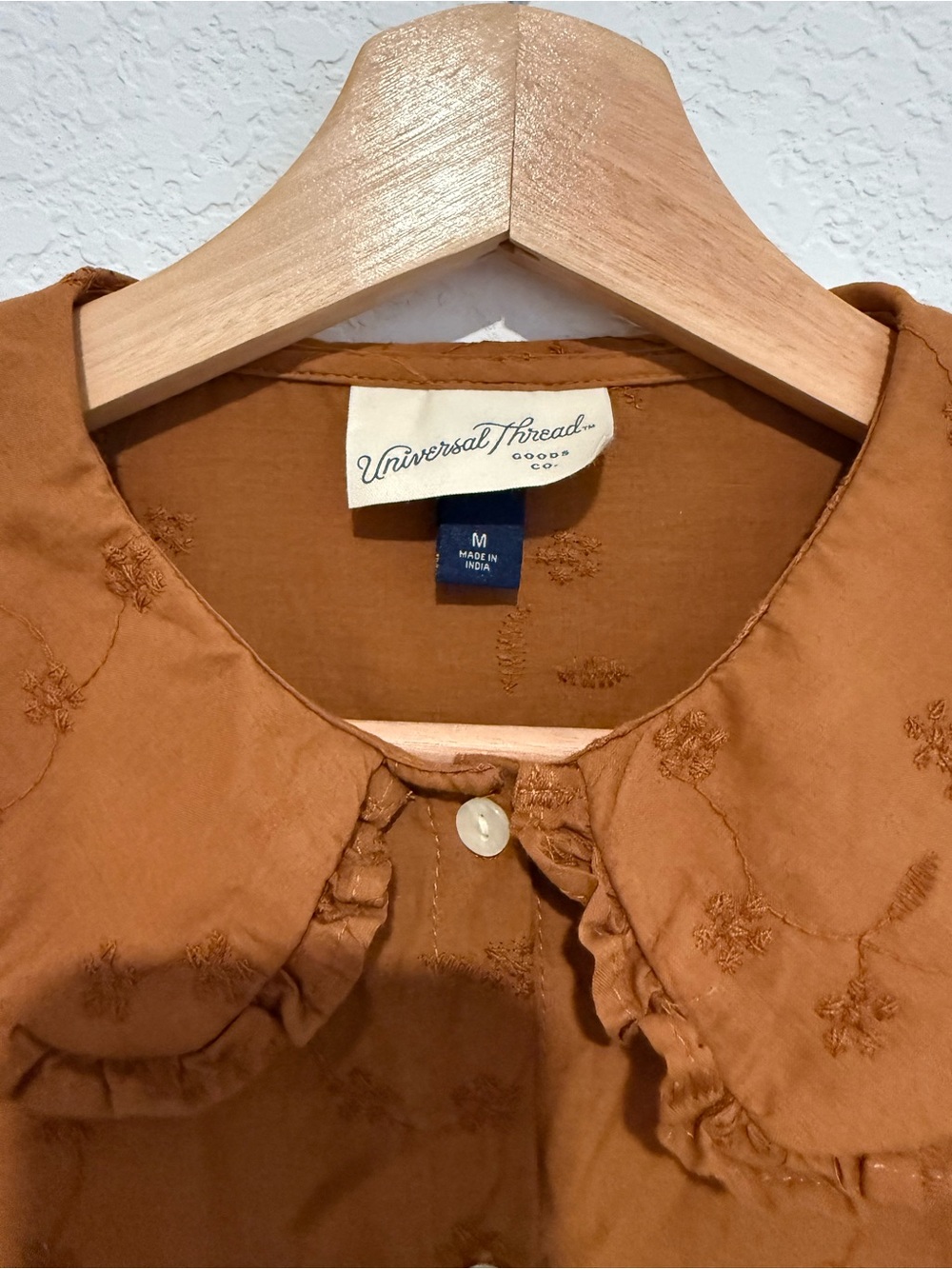 Universal Thread - Ruffle Collar Button-Down Blouse - Rust - Picture 3 of 5